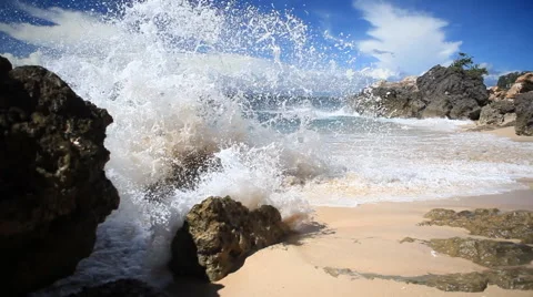 Ocean Waves Hitting The Rocks. With Sound Stock Footage 47598442