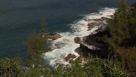 Ocean waves hitting rocks. static Stock Footage 102527599