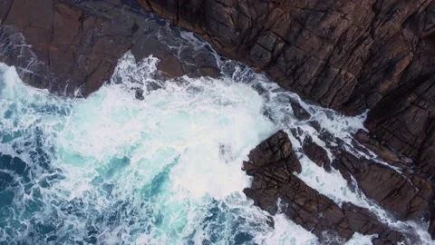 Ocean Waves Hitting Rocky Cliffs In Arteixo Stock Footage 236546294