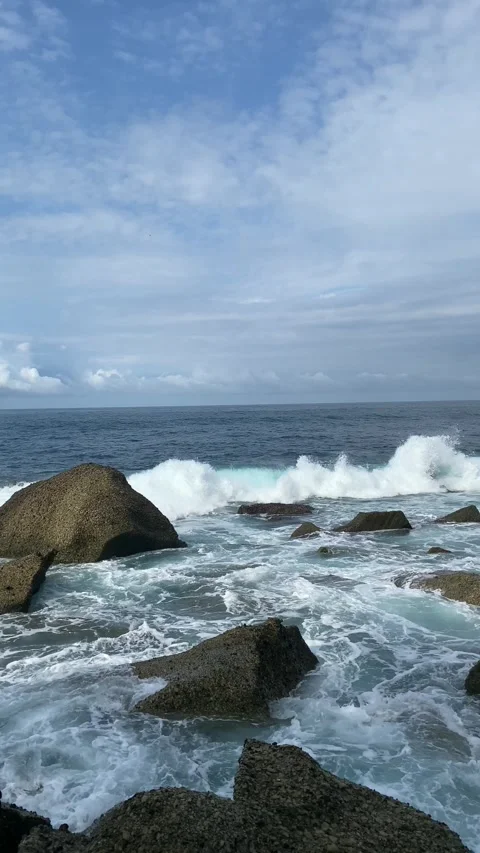 Ocean Waves Hitting Rocky Shore. Stock Footage 324897002