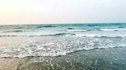Ocean Waves Hitting Sea Shore Beach Stock Footage 264808306