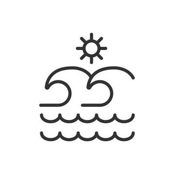 Ocean waves icon in line design. ocean, waves, sea, water, nature, summer, beach Stock Illustration