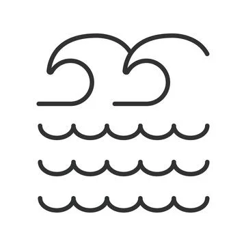 Ocean waves icon in line design. ocean waves, sea, water, marine, surf, nature Stock Illustration