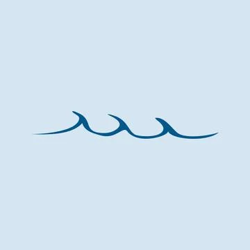 Ocean Waves Icon Vector Symbol for Sea, Water, and Coastal Design Stock Illustration