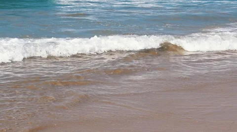 Ocean Waves Incoming on Sand Beach Stock Footage 55357942