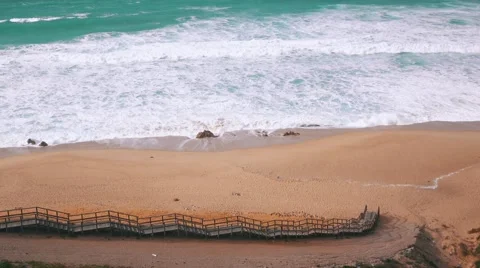 Ocean Waves Incoming on Sand Beach Stock Footage 59318441
