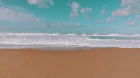Ocean Waves Incoming on Sand Beach Stock Footage 59325296