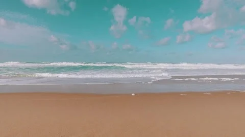 Ocean Waves Incoming on Sand Beach Stock Footage 59325645