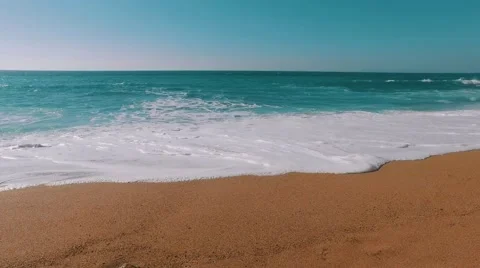 Ocean Waves Incoming on Sand Beach Stock Footage 61381167