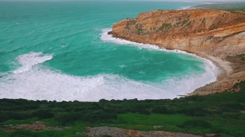 Ocean Waves Incoming on Stone Beach Stock Footage 59319377