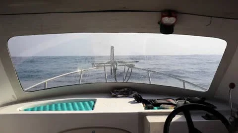 Ocean waves from inside the Boat  Stock Footage 10715450