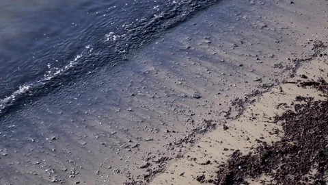 Ocean waves lap up on beach in santa barbara california Stock Footage 78031798
