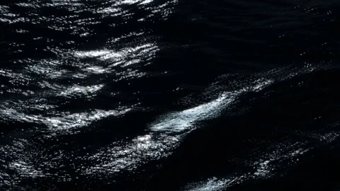Ocean waves at night and reflection in the water Stock Footage 72326126