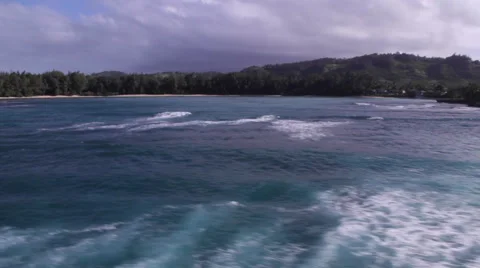 Ocean &amp; Waves, North Shore, Oahu aerials Stock Footage 48986342