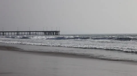 Ocean Waves - Pacific Ocean at Venice Beach, CA Stock Footage 38052678