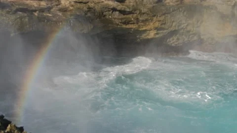 Ocean waves with rainbow reveal Stock Footage 155182043