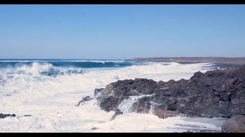 Ocean waves rock beach Stock Footage 273698029
