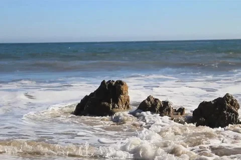 Ocean Waves with Rocks 2 Stock Footage 4734054