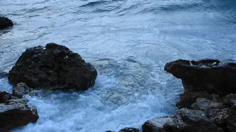 Ocean waves rocks slow motion. Stock Footage 166882217