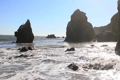 Ocean Waves with Rocks Wide 3 Stock Footage 4733120