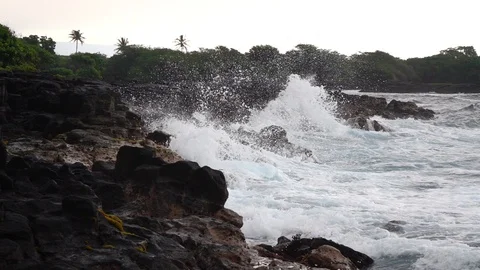 Ocean waves rocky slow motion 5 Stock Footage 103988349