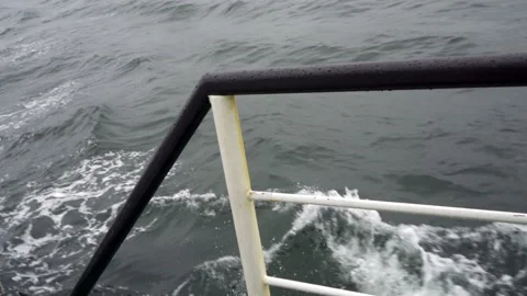 Ocean waves roll under vessel bow echoing steady rhythm Stock Footage 320436177
