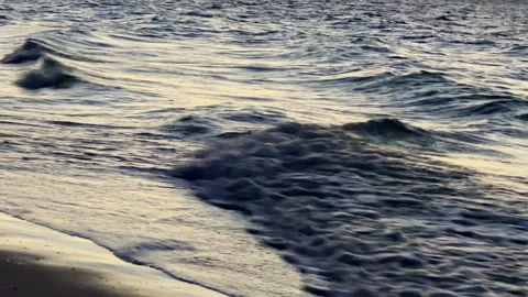 Ocean Waves Rolling on the Beach at Sunset Stock Footage 344779934