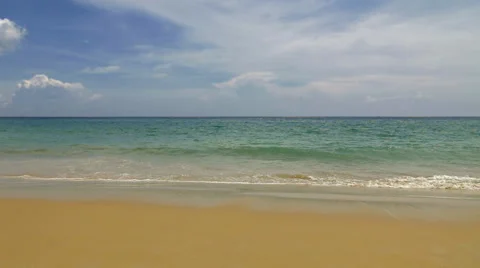 Ocean Waves Rolling Perfect Tropical Sand Paradise Beach Slow Motion Background Stock Footage 49972387