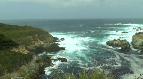 Ocean Waves Rush in on a Cove Stock Footage 50060056