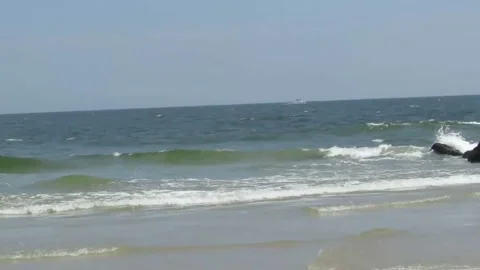Ocean Waves Rushing Towards The Jersey Shore Stock Footage