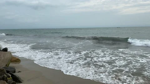 Ocean waves on sand beach, Ocean beach, sea beach, sand beach Stock-Footage 164876669