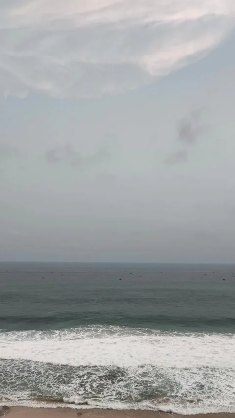Ocean Waves on Sandy Beach with Clear Sky Stock Footage 333497039