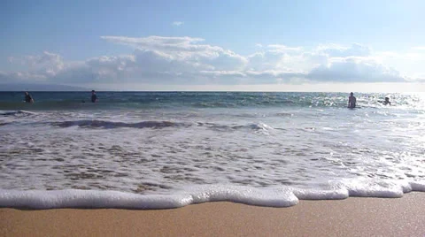 Ocean Waves on Sandy Beach Stock Footage 24093093