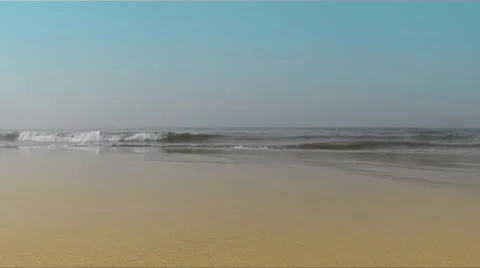 Ocean Waves On Sandy Beach Stock-Footage 43285613
