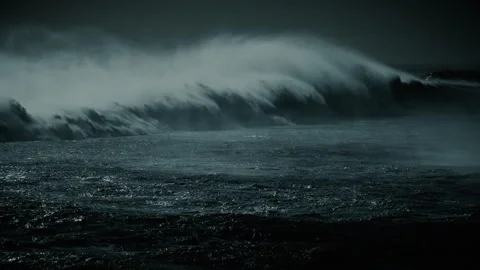 Ocean Waves Sea Water Storm at Night Stock Footage 241861323