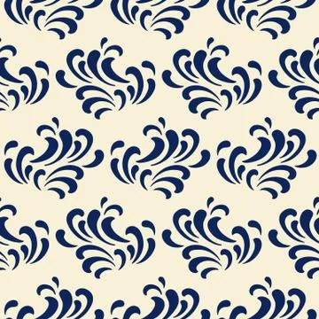 Ocean waves seamless pattern, classic blue color Stock Illustration