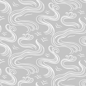 Ocean waves seamless pattern Stock Illustration