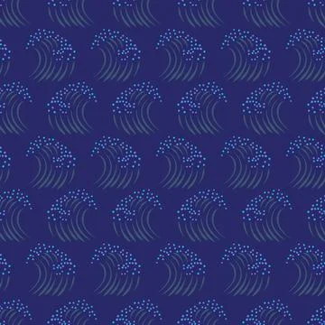 Ocean waves seamless pattern for wallpaper and fabric design. Blue marine bac Stock Illustration