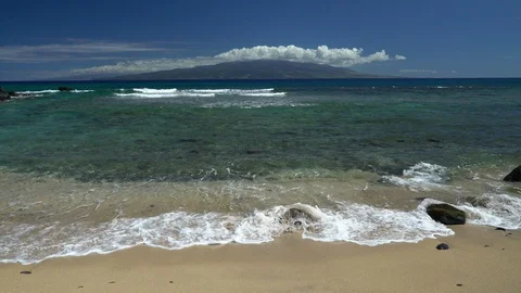 Ocean waves on seashore of beach Stock Footage 97590559