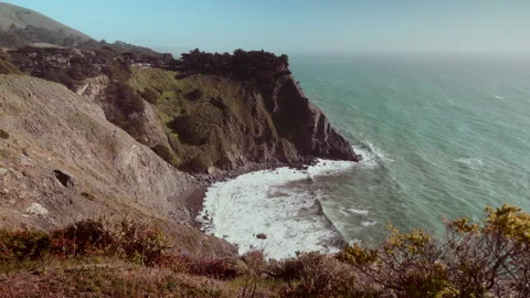 Ocean Waves seen from a Cliff Stock Footage 255748306