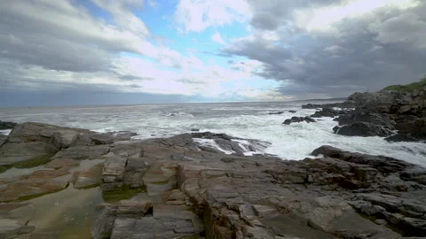 Ocean Waves on Shale Rocks Stock Footage 162051215