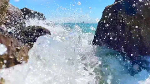 Ocean waves slow motion miami beach florida HD Stock Footage 163226361