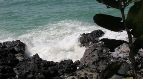 Ocean Waves Smash Against Rocks Stock Footage 9276855