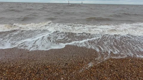 Ocean Waves at Snettisham Beach Stockbeeldmateriaal 314974155