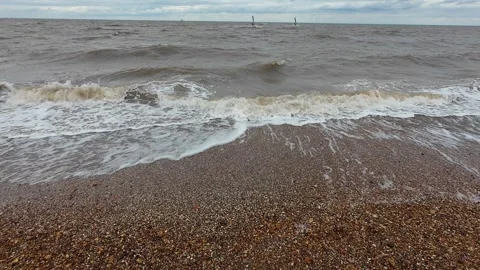 Ocean Waves at Snettisham Beach Stockbeeldmateriaal 314974185