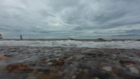 Ocean Waves at Snettisham Beach Stockbeeldmateriaal 314974330