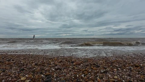 Ocean Waves at Snettisham Beach Stockbeeldmateriaal 314974380