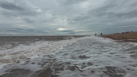 Ocean Waves at Snettisham Beach Stock Footage 314974685