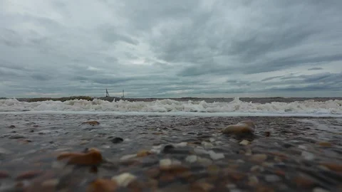 Ocean Waves at Snettisham Beach Stock Footage 314974686