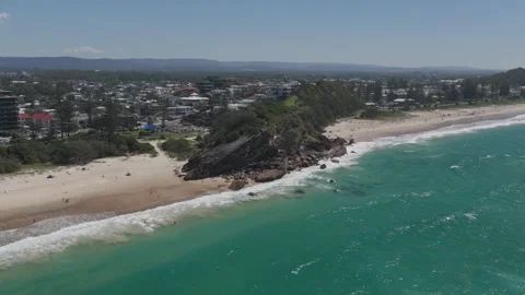 Ocean Waves Splashing At North Burleigh Hill, Gold Coast, Queensland, Australia Stock Footage 333658770